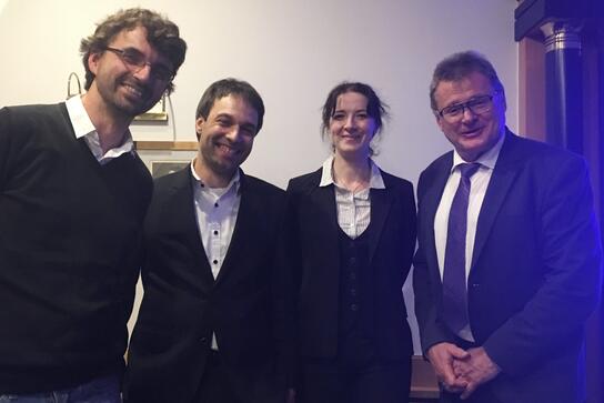 Foto (v.l.n.r.): Referent Roman Heimbold (Fa. Atalanda GmbH), Christian Boniberger (HBE-Ortsvorsitzender), Andrea Röver, BGF Josef Kellermann.